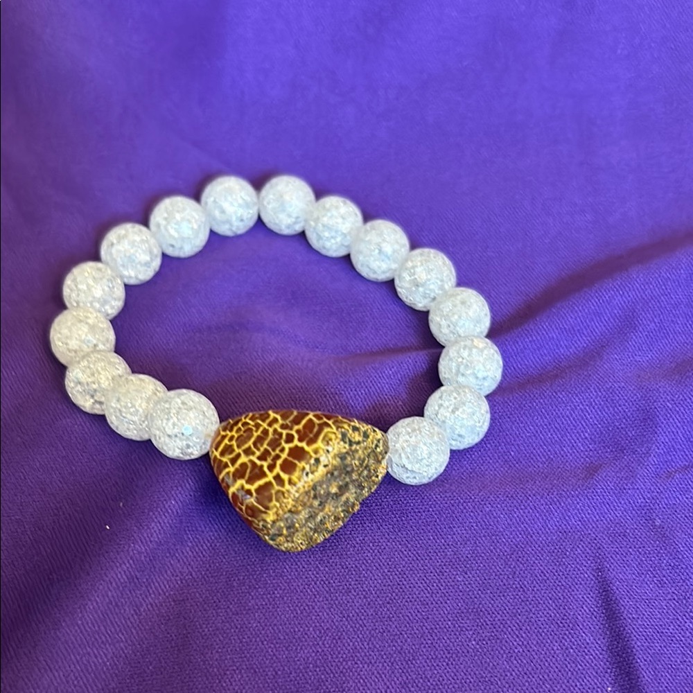 Elegant White and Brown Beaded Bracelet